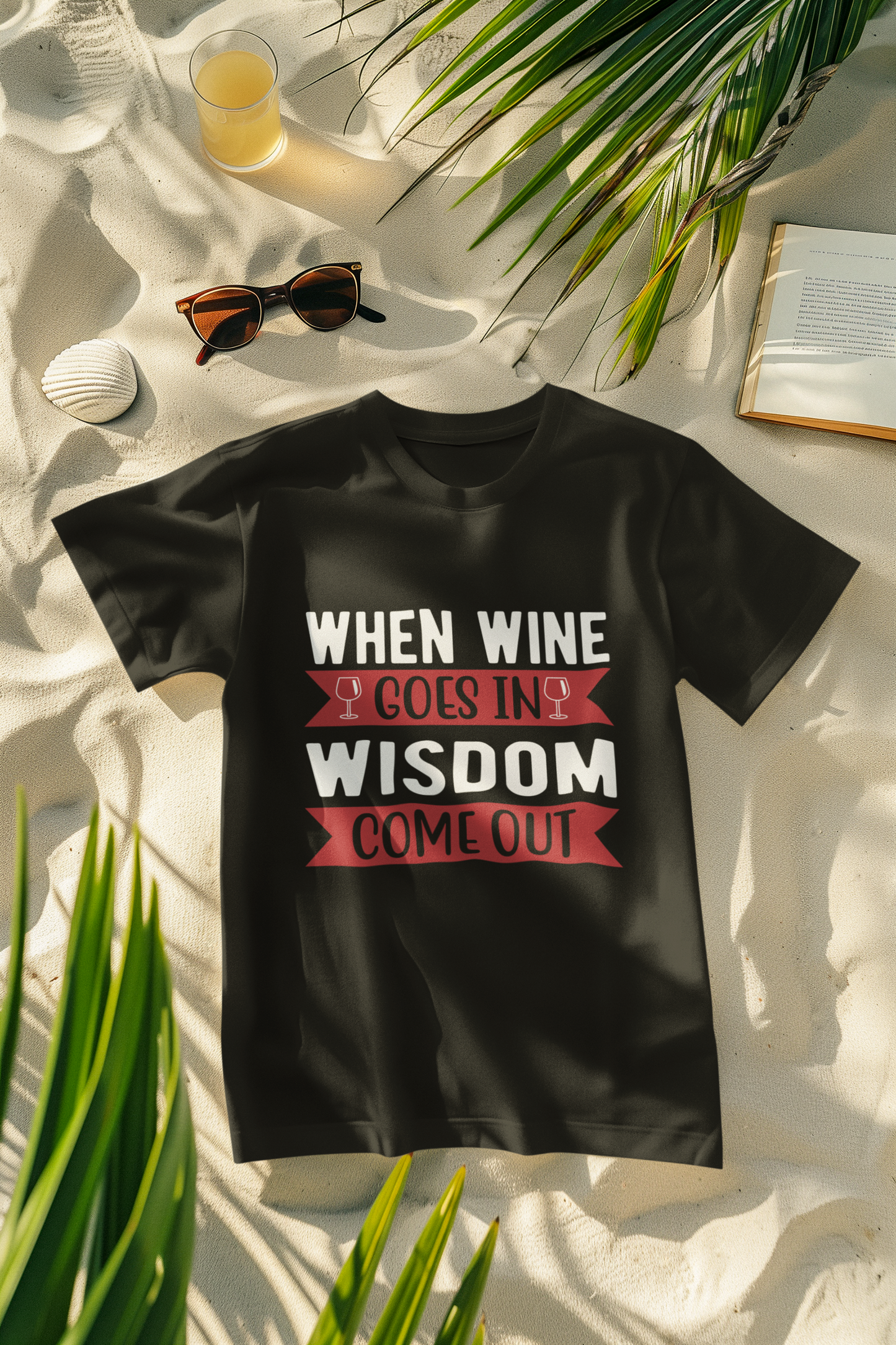 Regular Fit Classic Fit Wine Wisdom T-Shirt Men Black