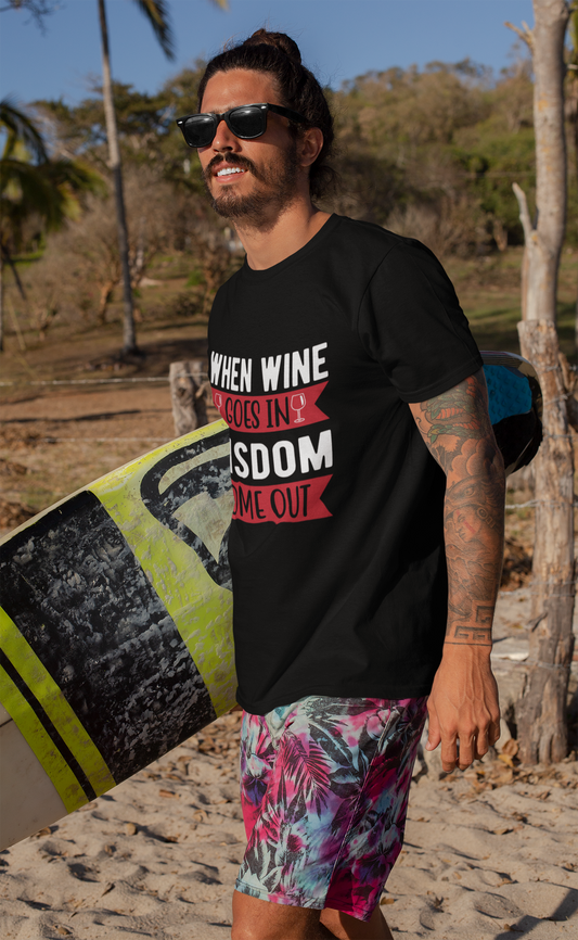 Regular Fit Classic Fit Wine Wisdom T-Shirt Men Black
