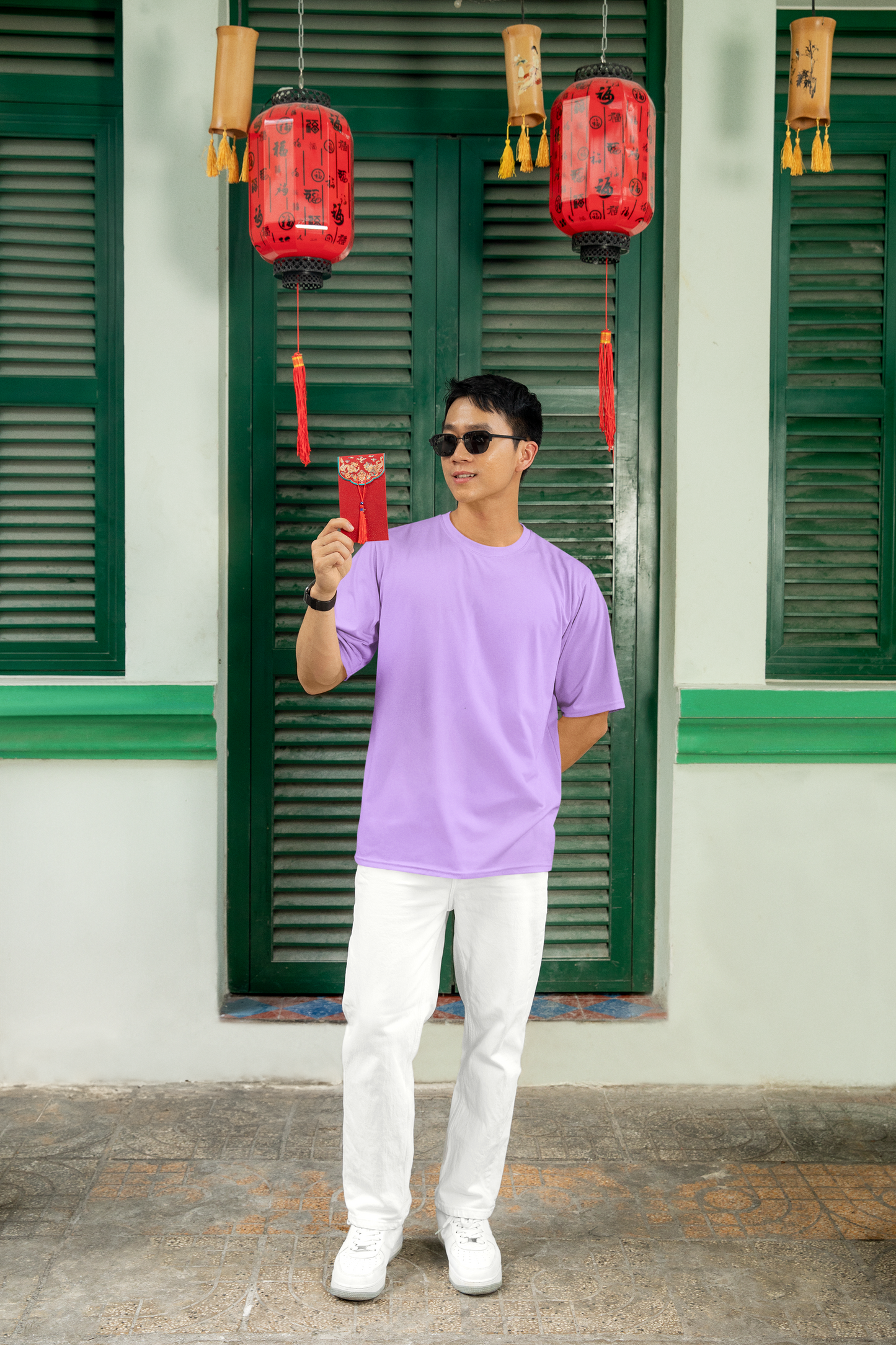 Oversized Extended Neck Basic Plain T Shirt Purple