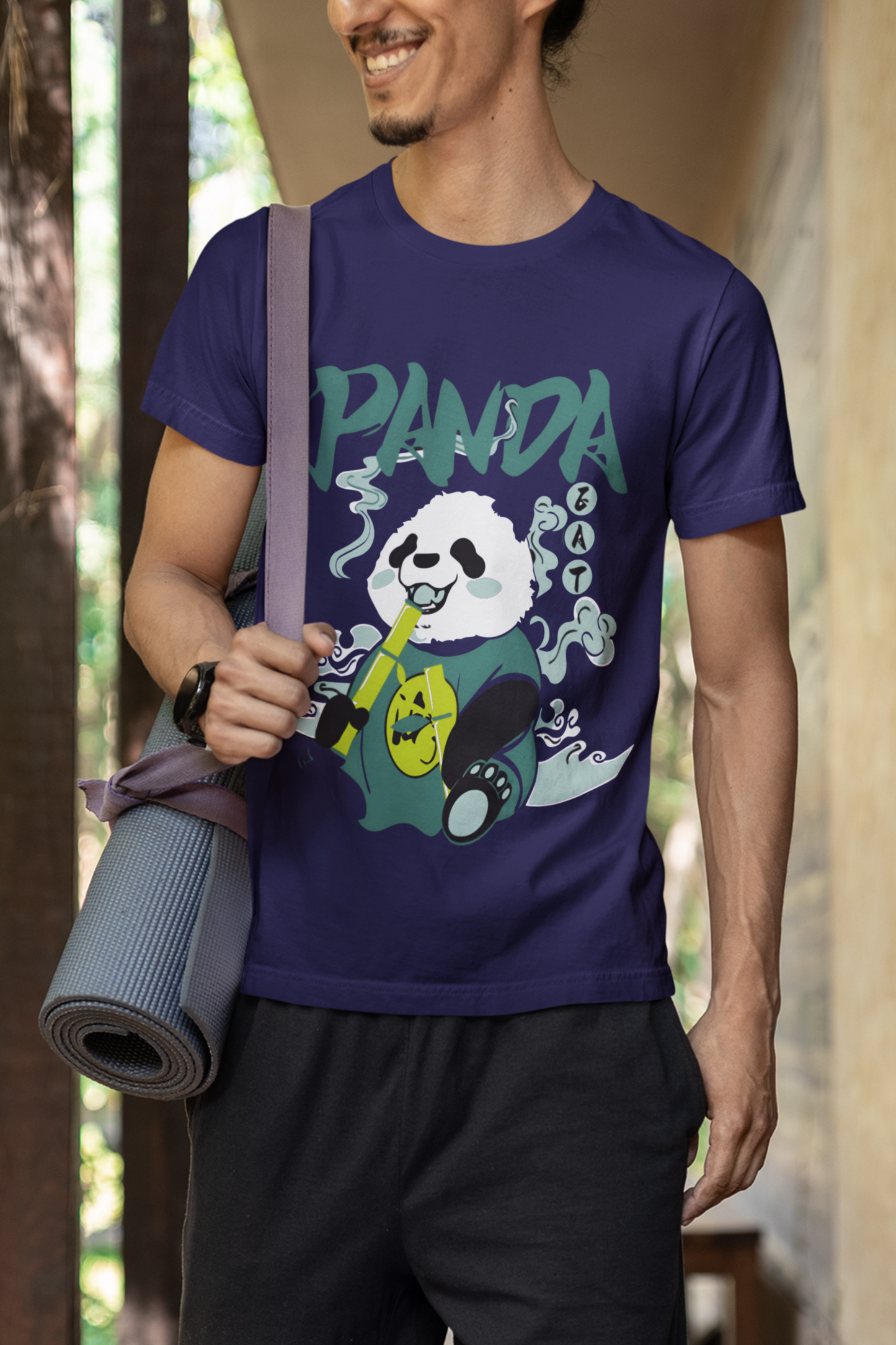 Regular Fit Classic Fit Panda Purple T-Shirt Men