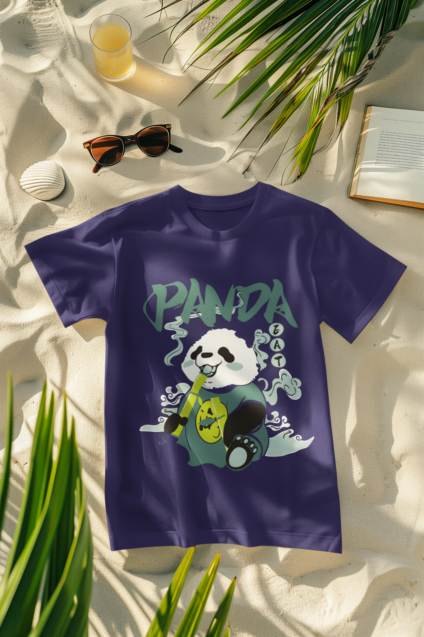 Regular Fit Classic Fit Panda Purple T-Shirt Men