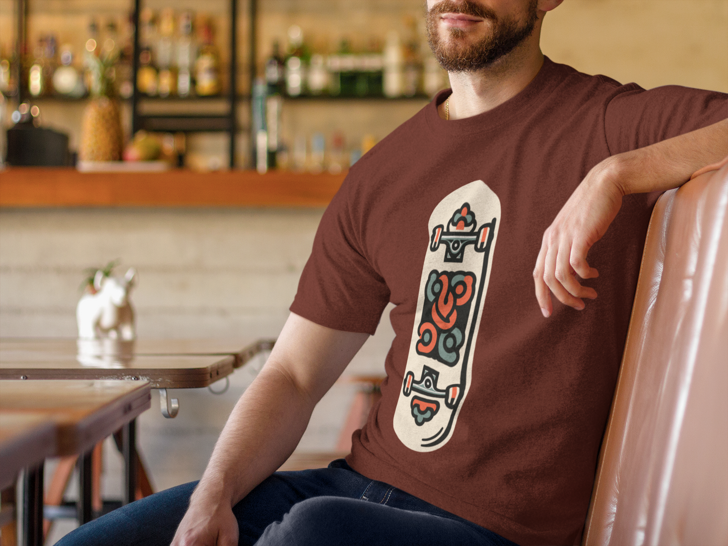 Regular Fit Classic Fit Skateboard Brown T-Shirt Men