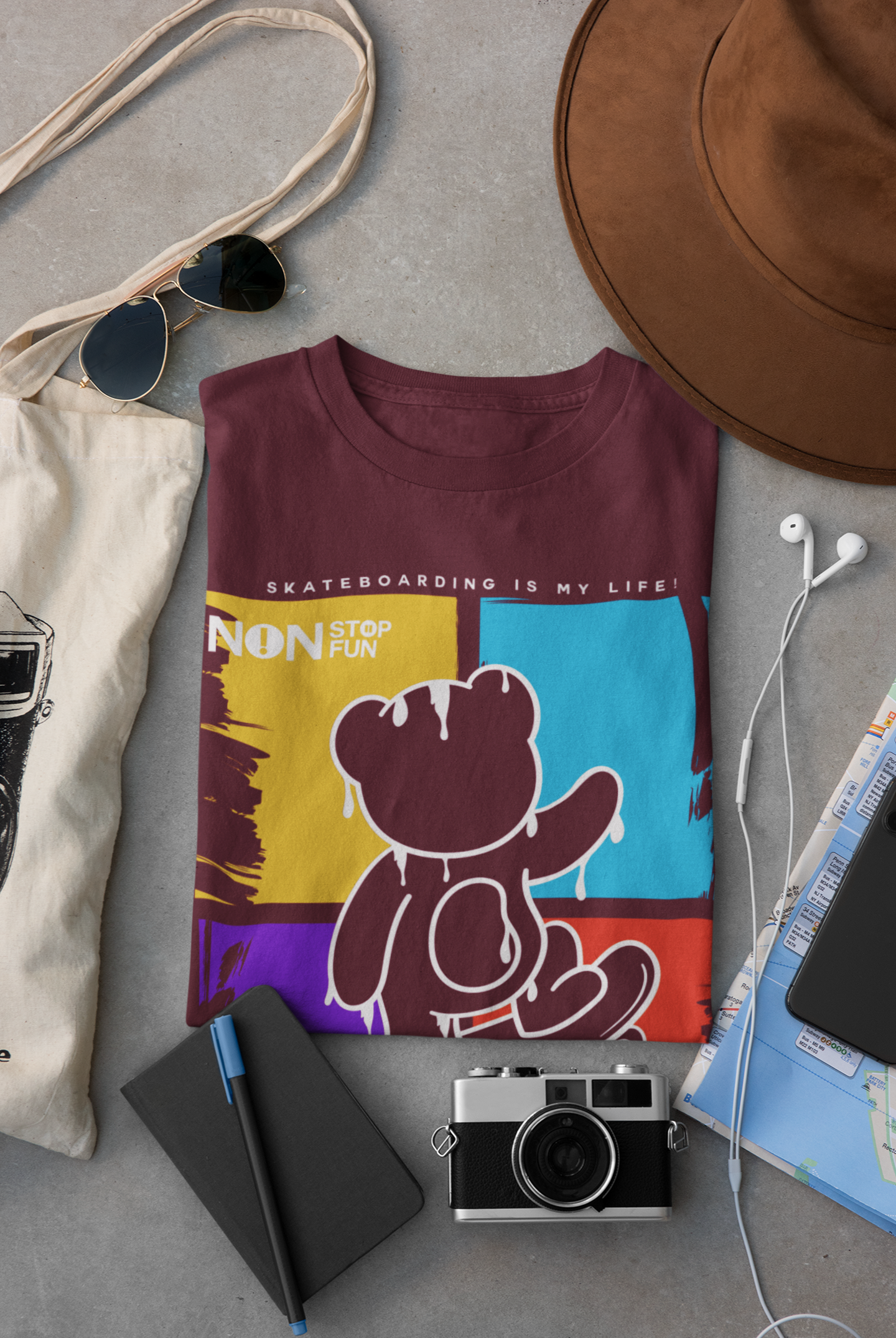 Regular Fit Classic Fit Skate On Maroon T-Shirt Women
