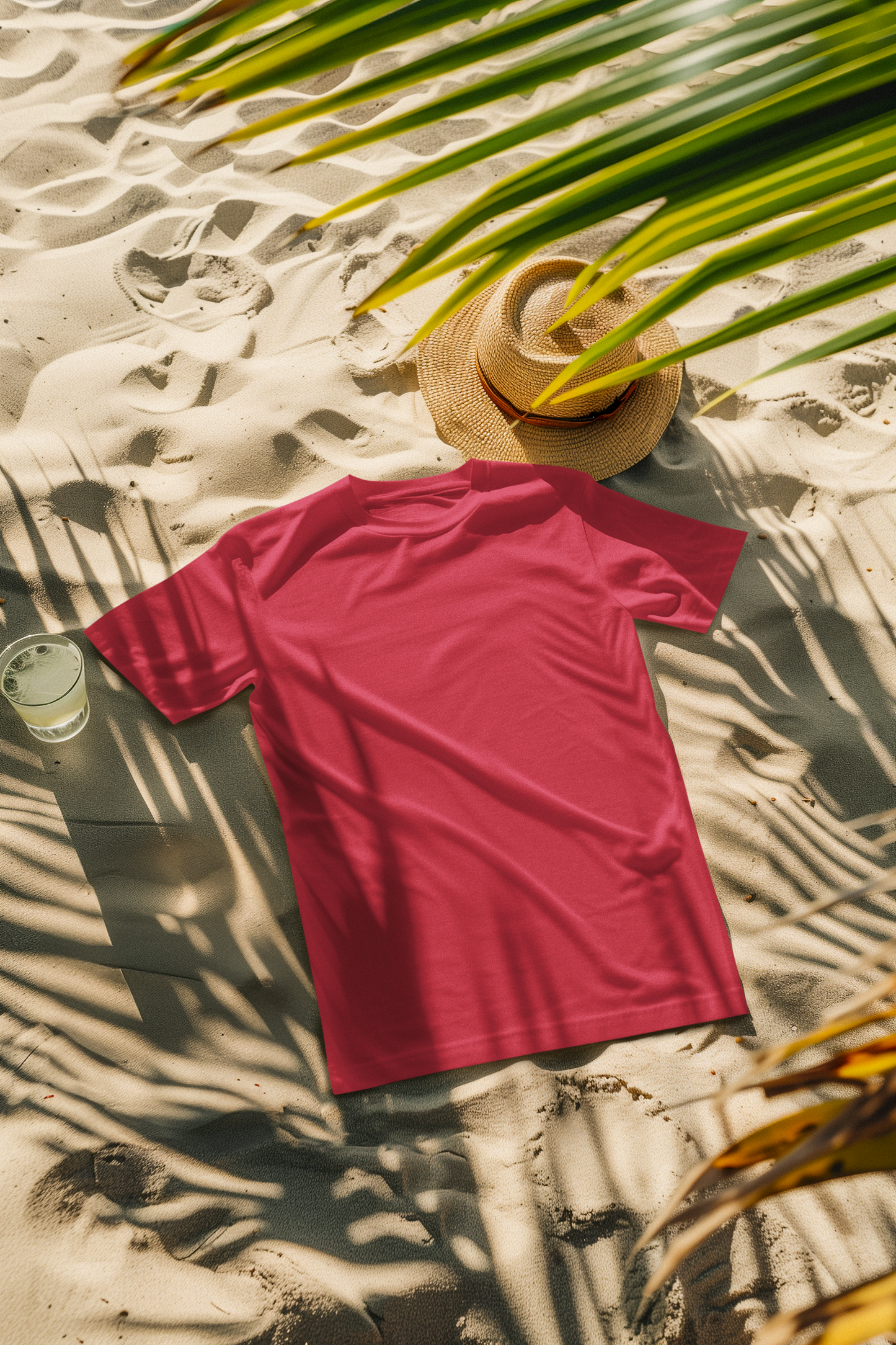 Oversized Extended Neck Basic Plain T Shirt Red