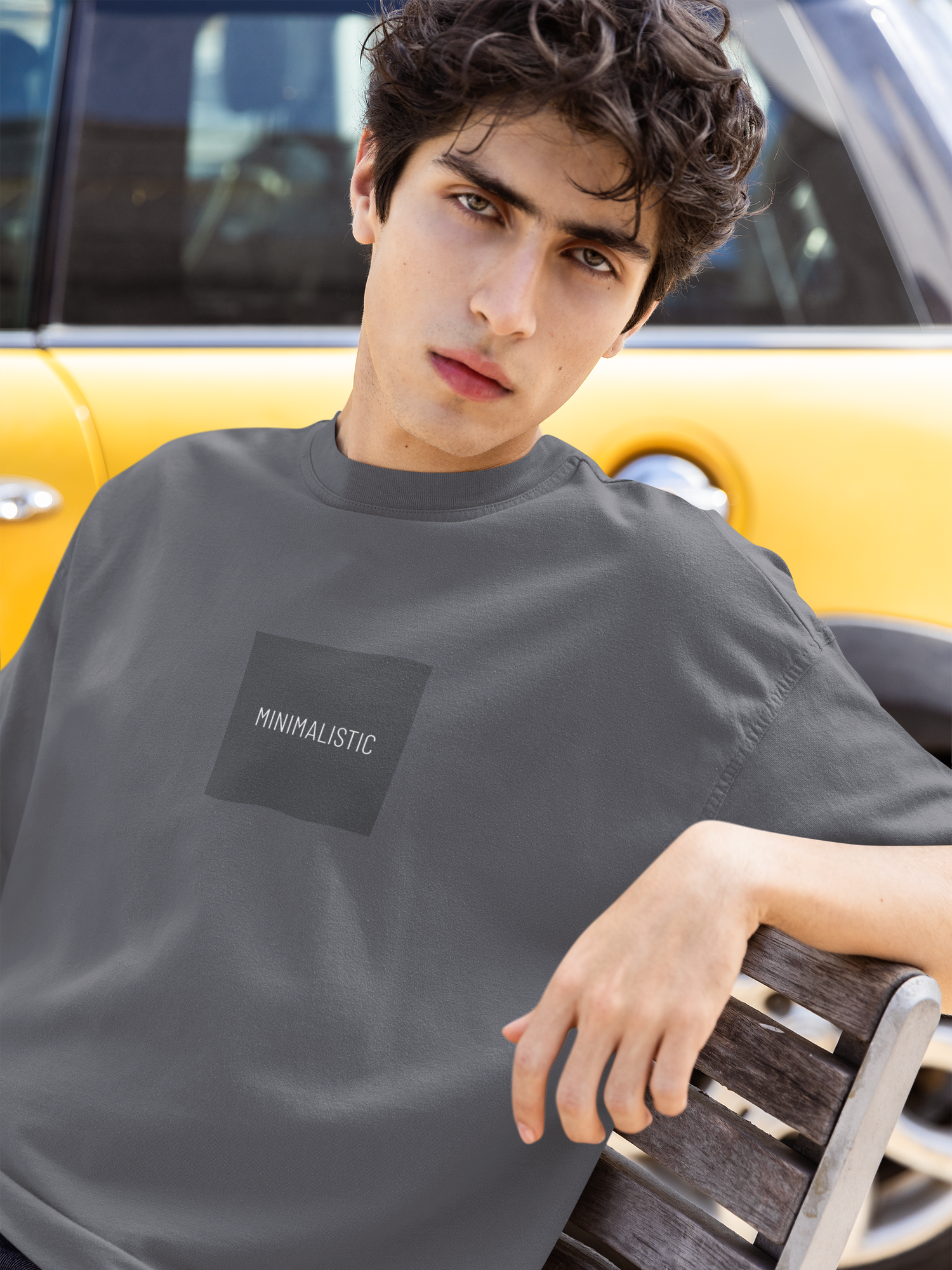 Oversized Minimal Basic Extended Neck Men T Shirt