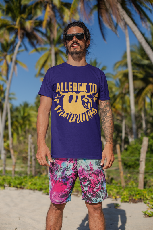Regular Fit Classic Fit Allergic to Mornings T-Shirt Men Purple
