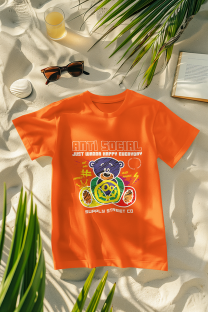 Regular Fit Classic Fit Anti Social Orange T-Shirt Men