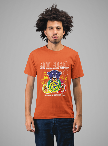 Regular Fit Classic Fit Anti Social Orange T-Shirt Men