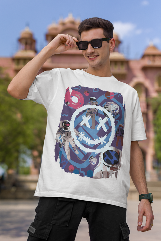Oversized Extended Neck Astronaut T-Shirt White