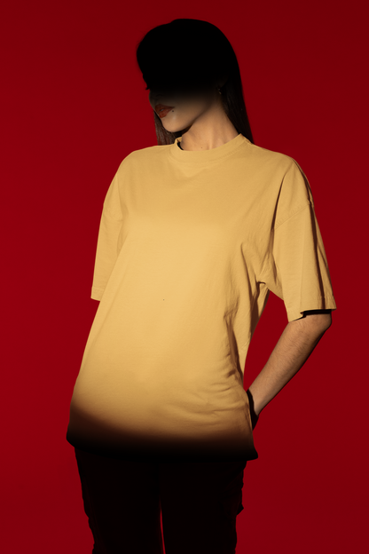 Oversized Extended Neck Basic T Shirt Autumn Yellow