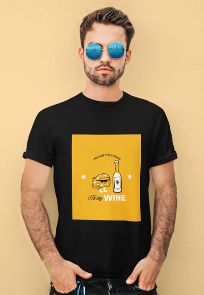 Regular Fit Classic Fit Cheese & Wine T-Shirt Men Black