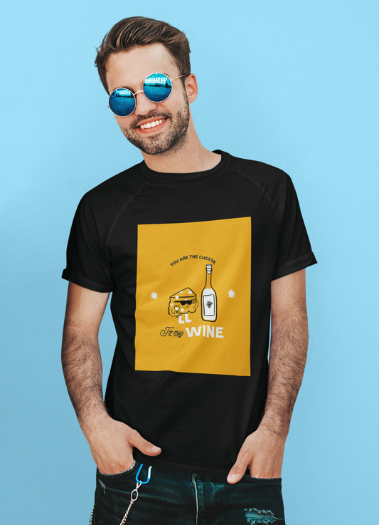 Regular Fit Classic Fit Cheese & Wine T-Shirt Men Black