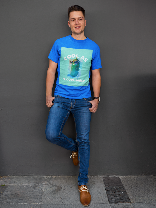Regular Fit Classic Fit Cool Cucumber T-Shirt Men Blue