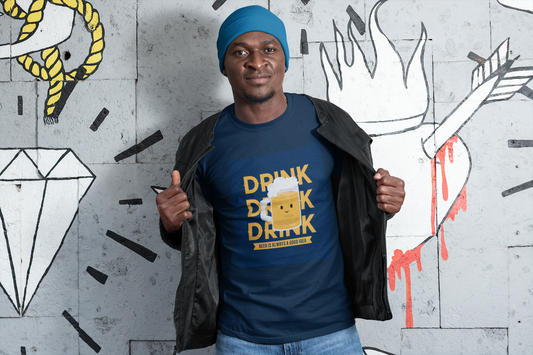Regular Fit Classic Fit Drink Drink T-Shirt Men Blue