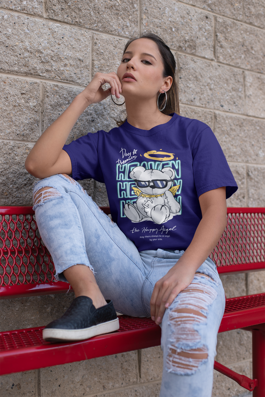 Regular Fit Classic Fit Heaven Bear Purple T-Shirt Women