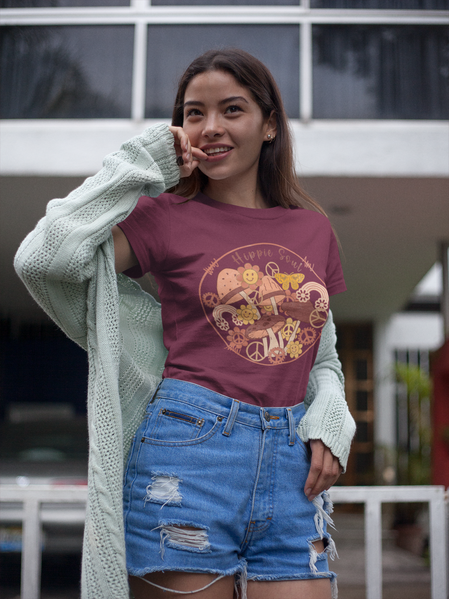 Regular Fit Classic Fit Hippy Soul Maroon T-Shirt Women