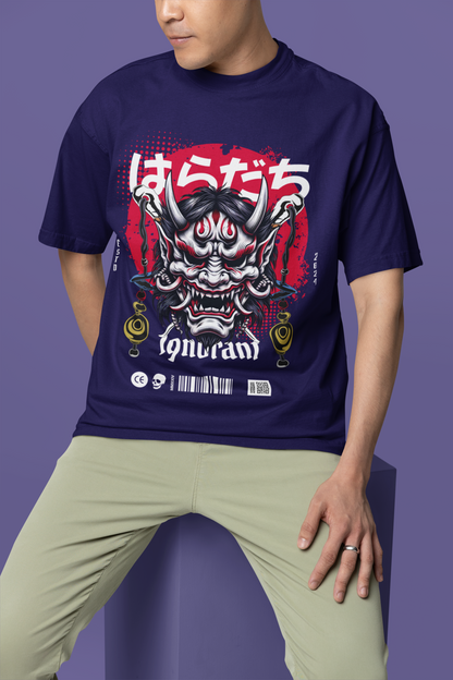 Oversized Extended Neck Ignorant T-Shirt Purple
