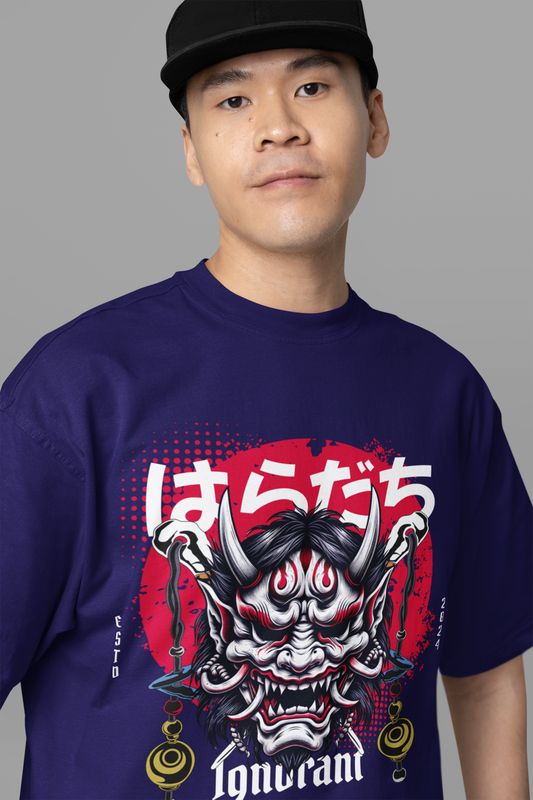 Oversized Extended Neck Ignorant T-Shirt Purple