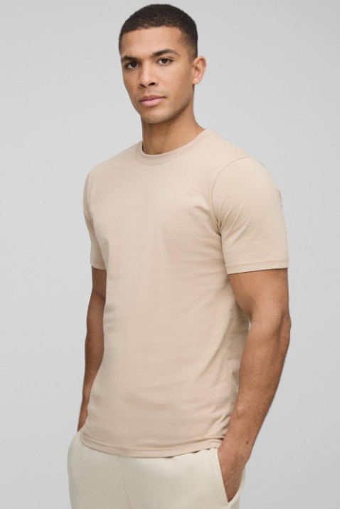 Basic Slim Half Sleeves Crew Neck T-shirt Biege Mocha