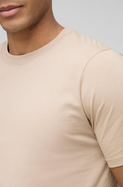 Basic Slim Half Sleeves Crew Neck T-shirt Biege Mocha