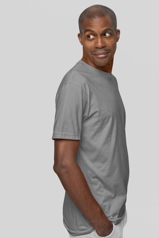 Basic Slim Fit Half Sleeves Crew Neck T-Shirt Melange Gray