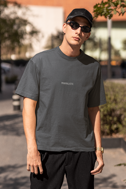 Oversized Extended Neck Basic Minimalist Shirt Grey
