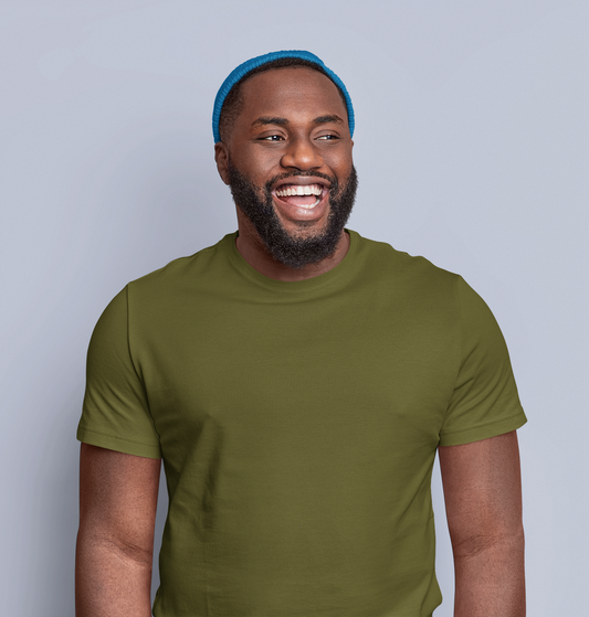 Basic Slim Fit Half Sleeves Crew Neck T-Shirt Olive Green