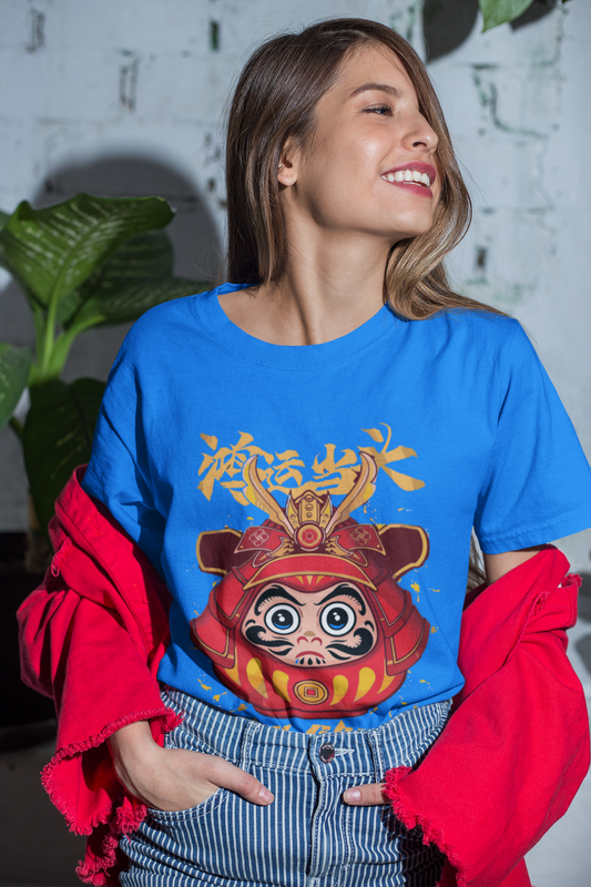 Oversized Extended Neck Panda Graphic T Shirt Blue