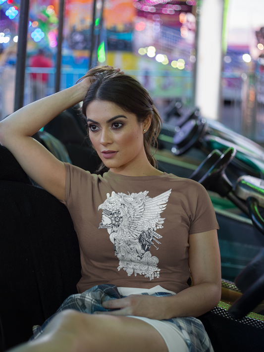 Regular Fit Classic Fit Portrait T-Shirt Women Earthern Browb