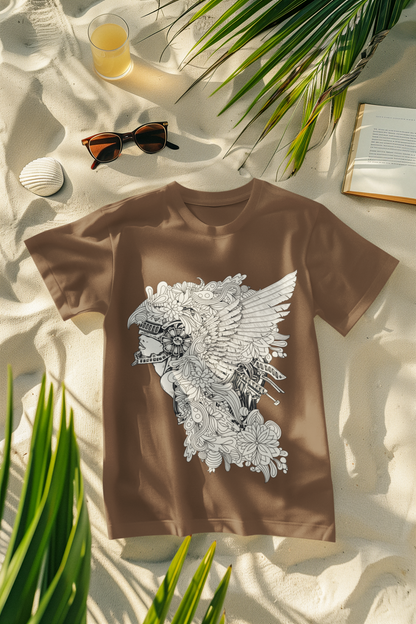 Regular Fit Classic Fit Portrait T-Shirt Women Earthern Browb