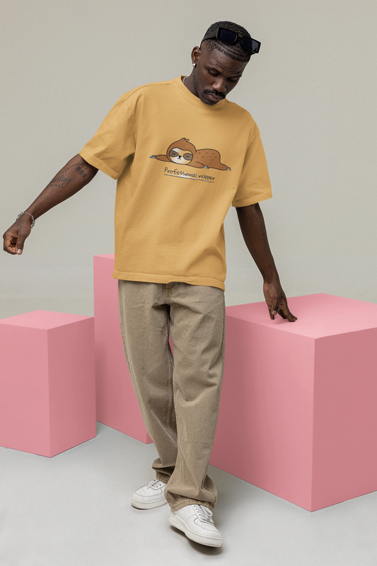 Oversized Extended Neck Professional Napper T-Shirt Turmeric