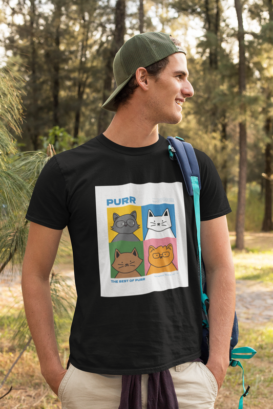 Regular Fit Classic Fit Cat Purr T-Shirt Men Black