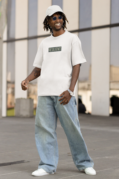 Oversized Extended Neck Basic Resilient T Shirt White