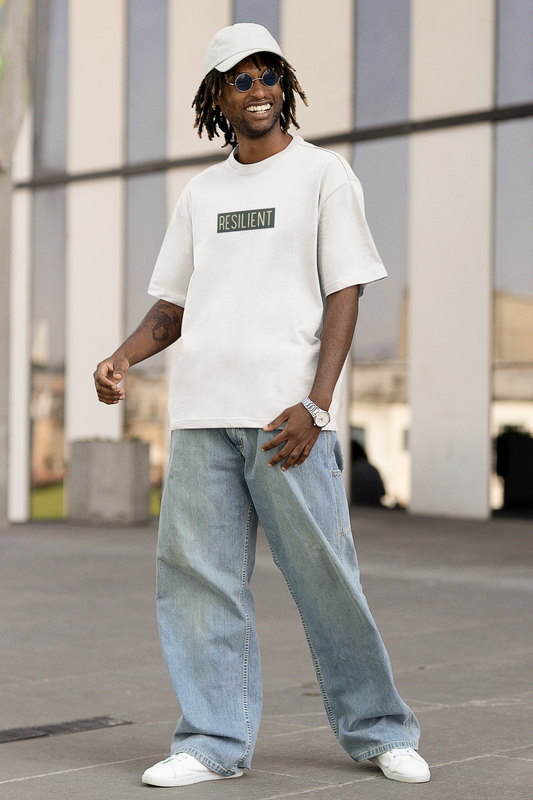 Oversized Extended Neck Basic Resilient T Shirt White