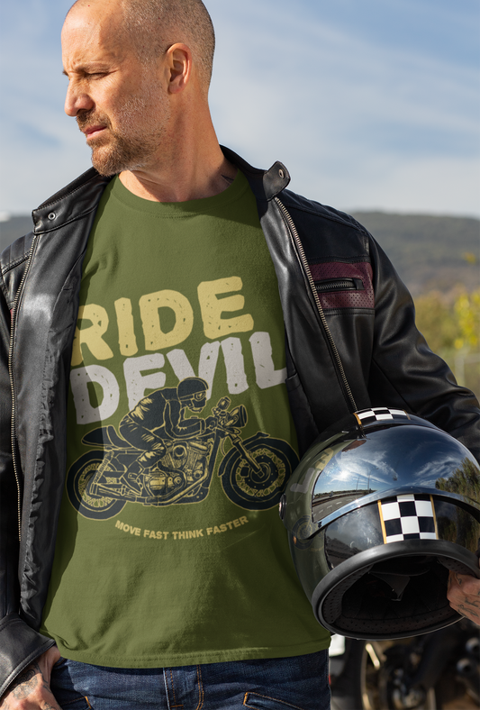 Regular Fit Classic Fit Ride Devil T-Shirt Men Green