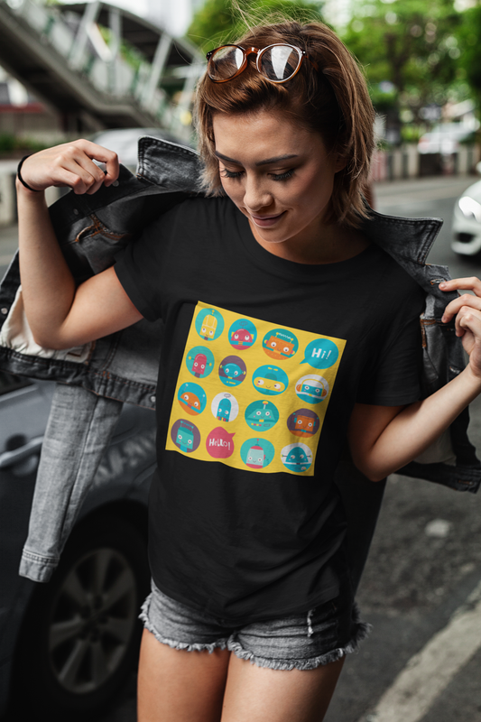 Regular Fit Classic Fit Robo Pops T-Shirt Women Black