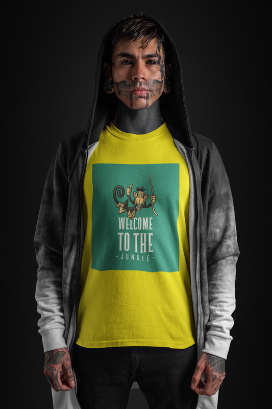 Regular Fit Classic Fit Jungle Welcome T-Shirt Men Yellow