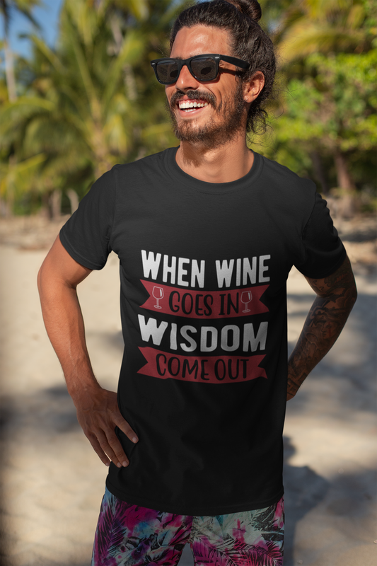 Regular Fit Classic Fit Wine Wisdom T-Shirt Men Black