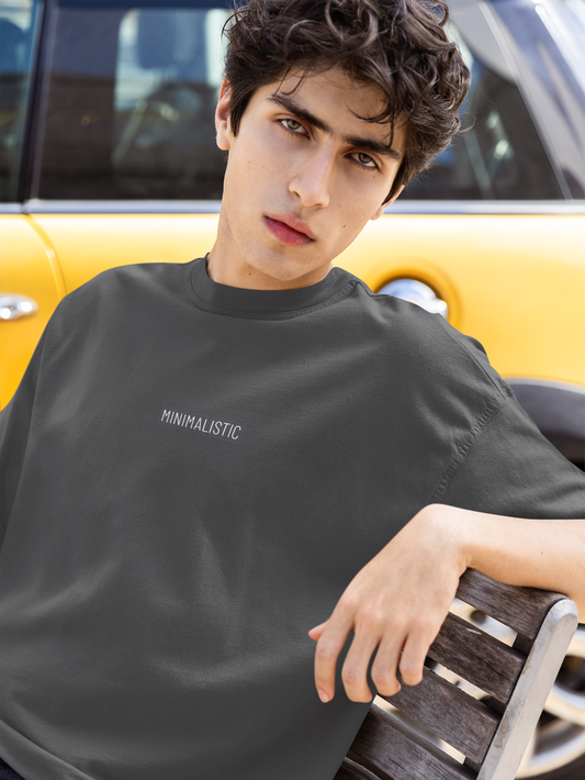 Oversized Extended Neck Basic Minimalist Shirt Grey